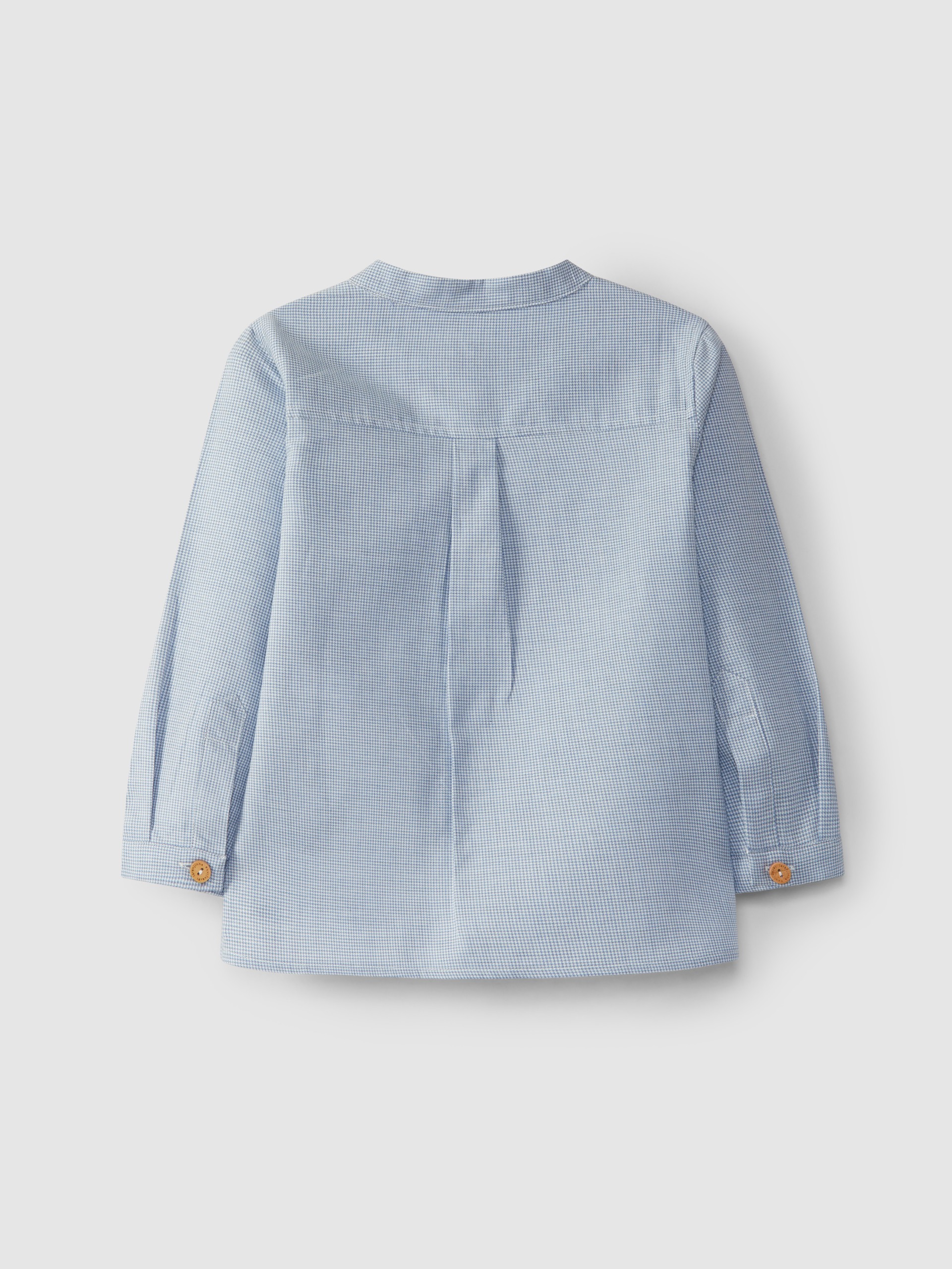 Micro-vichy mandarin collar shirt