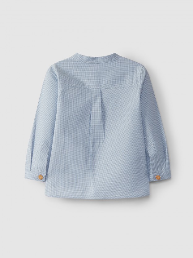 Micro-vichy mandarin collar shirt Micro-vichy mandarin collar shirt
