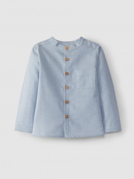 Micro-vichy mandarin collar shirt Micro-vichy mandarin collar shirt