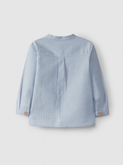 Micro-vichy mandarin collar shirt Micro-vichy mandarin collar shirt
