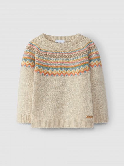 Jersey jacquard cuello redondo