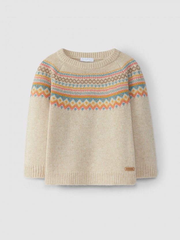 Jersey jacquard cuello redondo