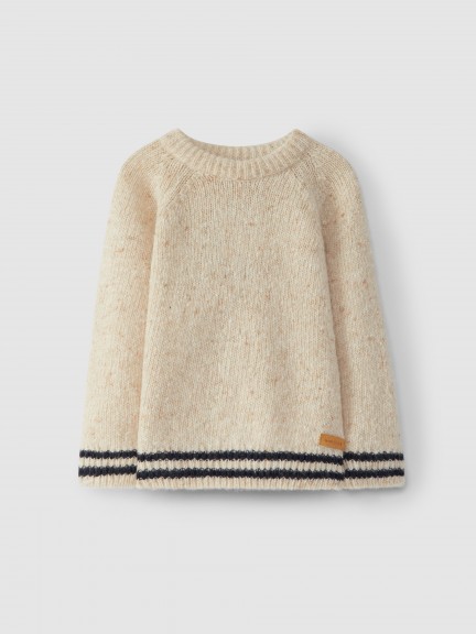 Knitted jumper with striped details Knitted jumper with striped details