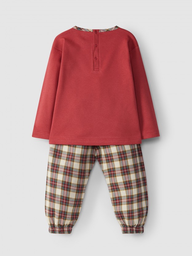 Christmas pyjamas plaid round colar Christmas pyjamas plaid round colar