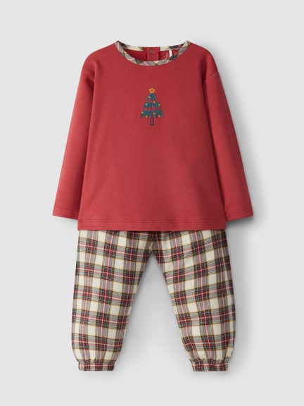 Christmas pyjamas plaid round colar