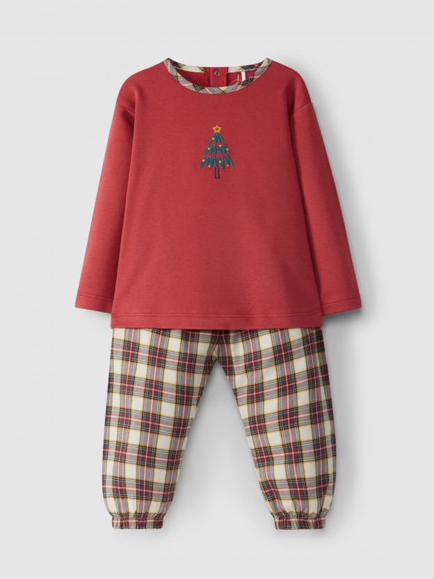 Christmas pyjamas plaid round colar Christmas pyjamas plaid round colar