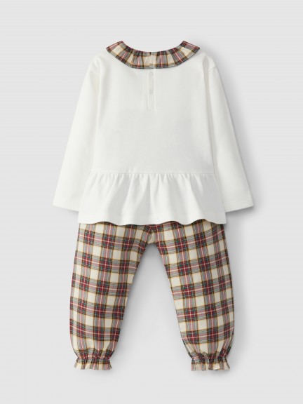 Plaid Christmas pyjama ruffled colar Plaid Christmas pyjama ruffled colar