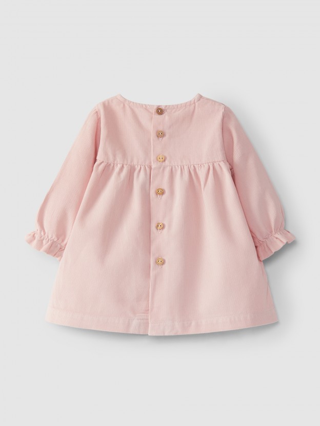 Vestido em micro-bombazine com bordado ingl�s