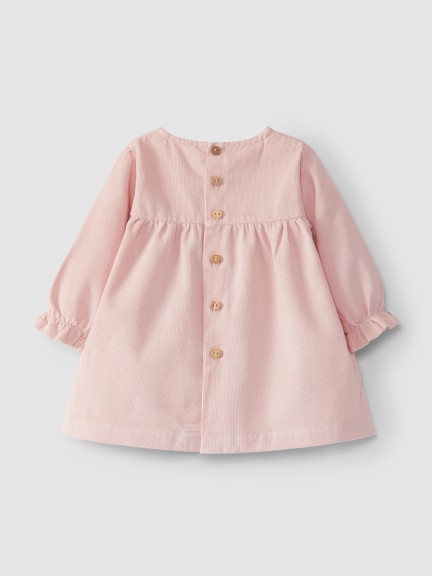 Robe en velours micro-côtelé avec broderie anglaise Robe en velours micro-côtelé avec broderie anglaise