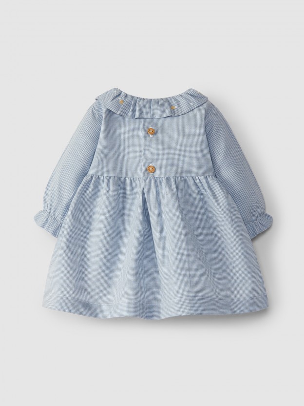 Vestido micro-vichy con bordados Vestido micro-vichy con bordados