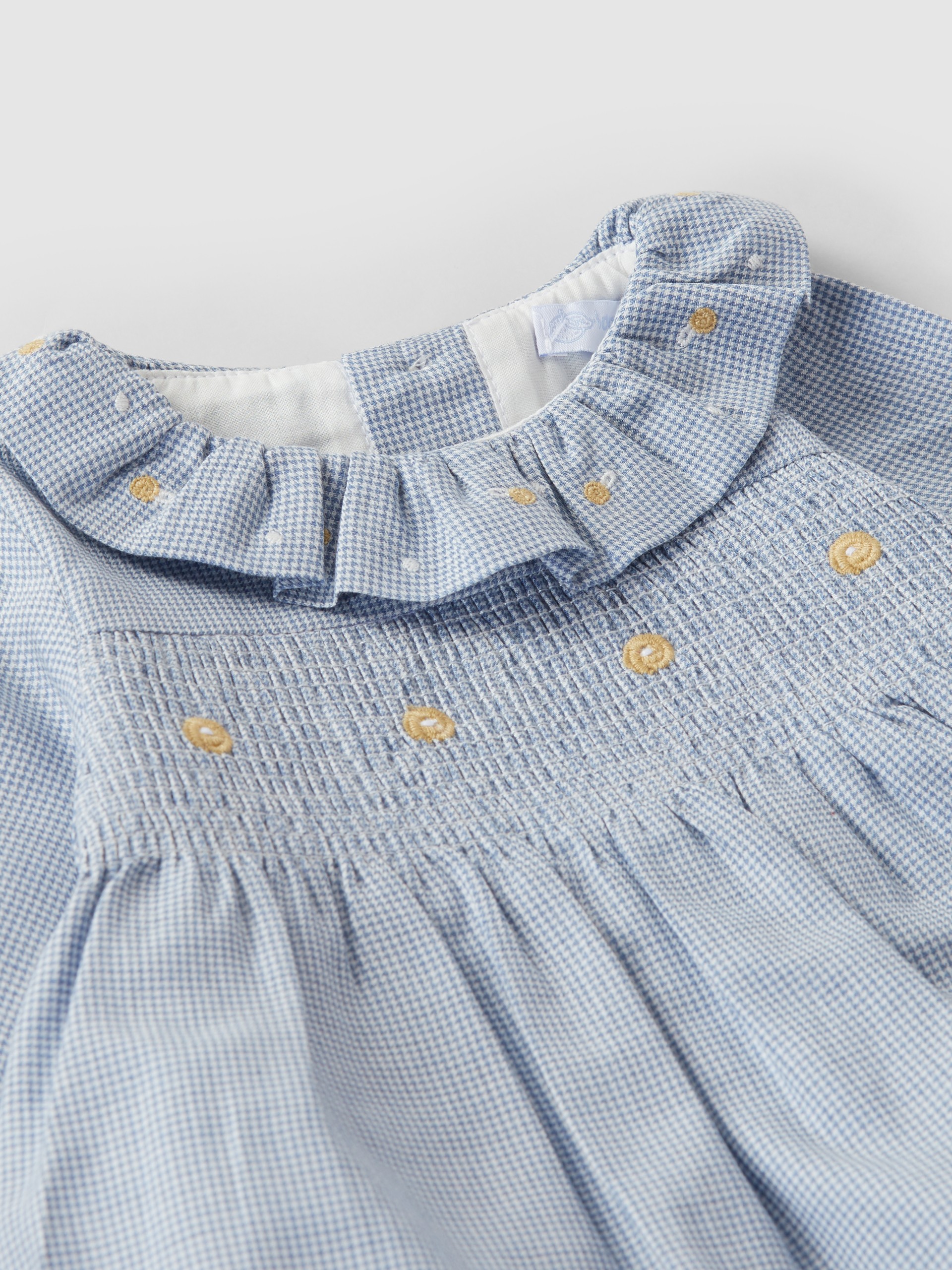 Vestido micro-vichy con bordados