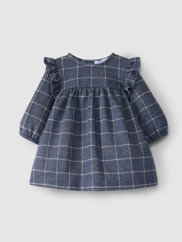 Robe en maille à carreaux et détail de volant Robe en maille à carreaux et détail de volant