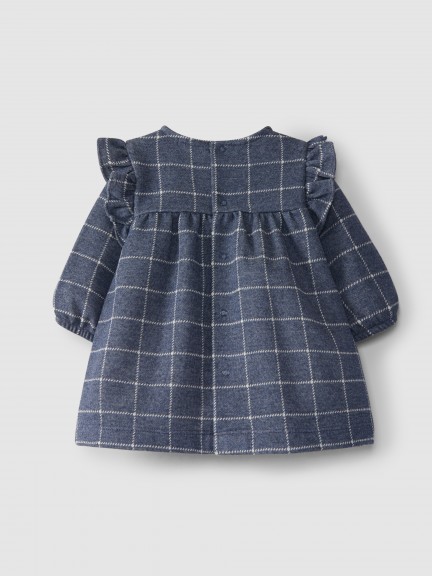 Vestido de punto con estampado de cuadros y detalle de volante Vestido de punto con estampado de cuadros y detalle de volante