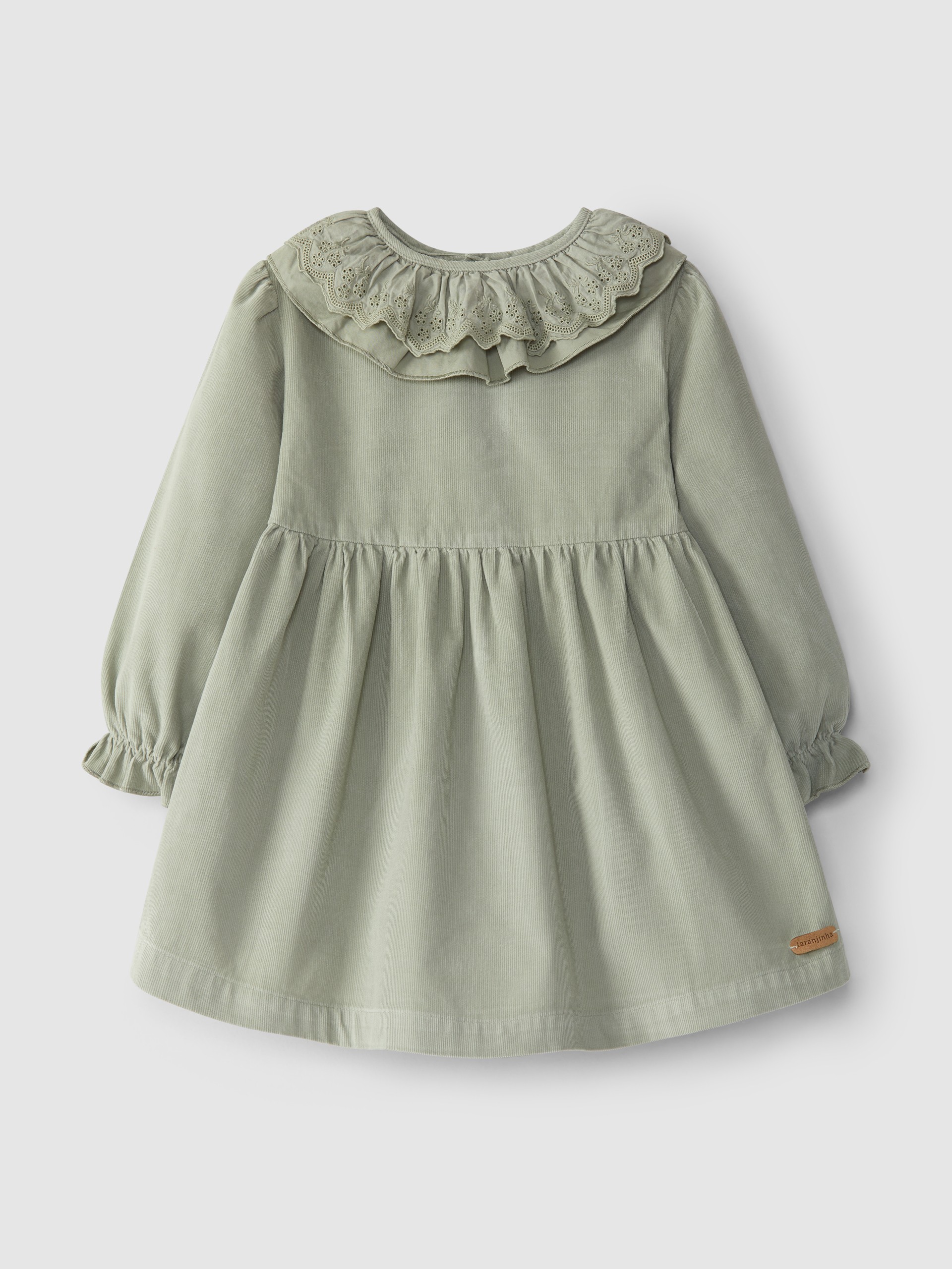 Vestido gola de folho bordado inglês