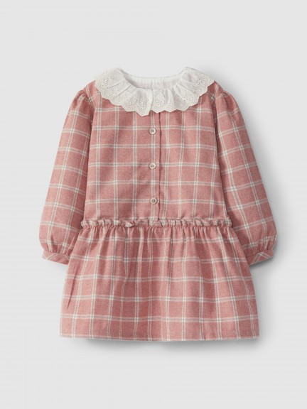 Dress plaid collar English embroidery Dress plaid collar English embroidery