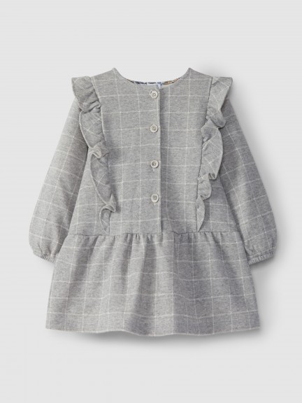 Robe � volant en maille � carreaux