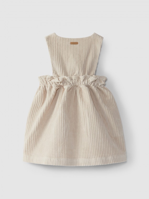 Jupe-salopette avec poches en velours c�tel� large