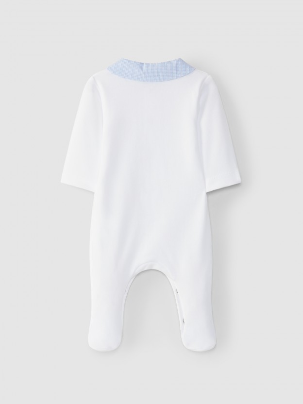 Babygrow round neckline with embroidery