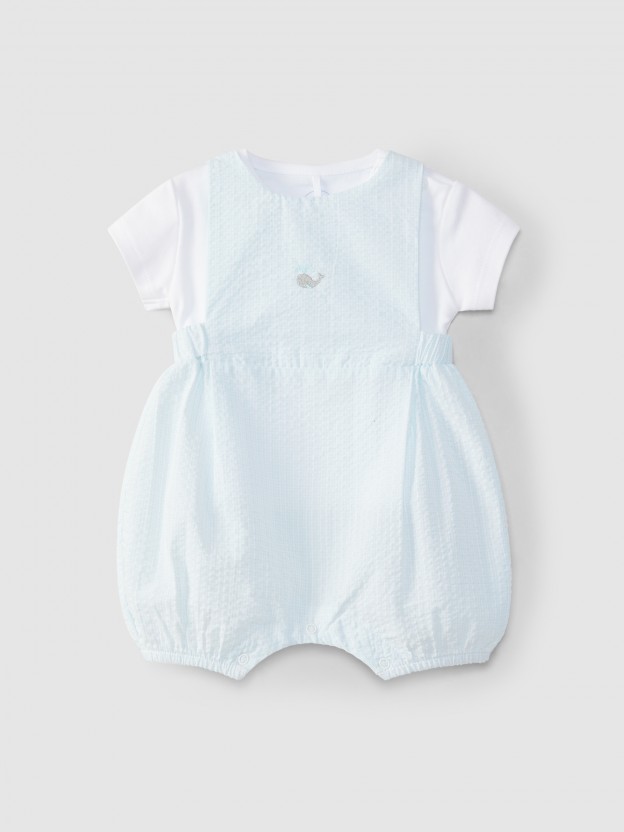 Jardineira vichy com t-shirt Jardineira vichy com t-shirt