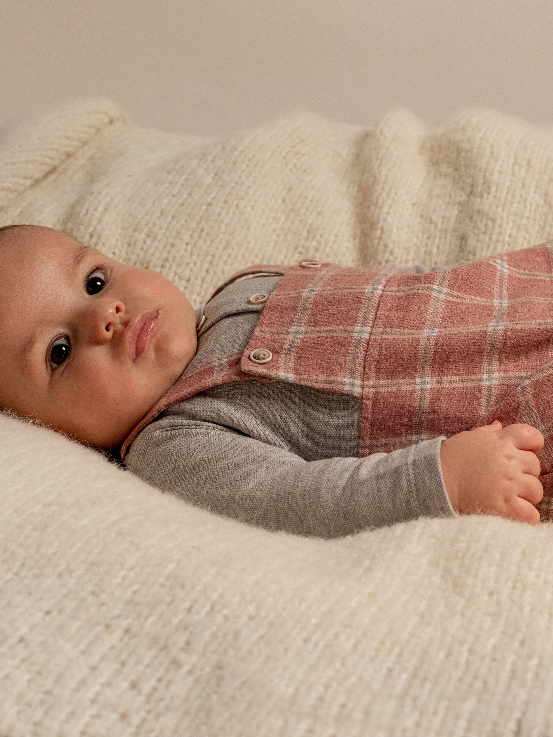 Two-in-one plaid romper