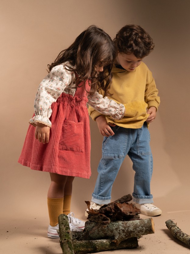 Wide wale corduroy dungaree dress with pockets Wide wale corduroy dungaree dress with pockets
