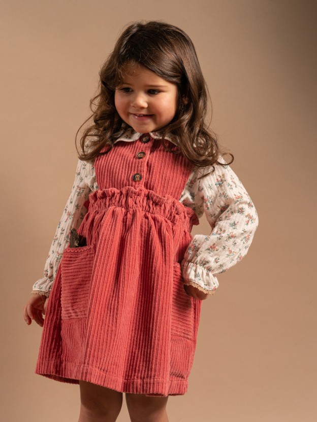 Wide wale corduroy dungaree dress with pockets Wide wale corduroy dungaree dress with pockets