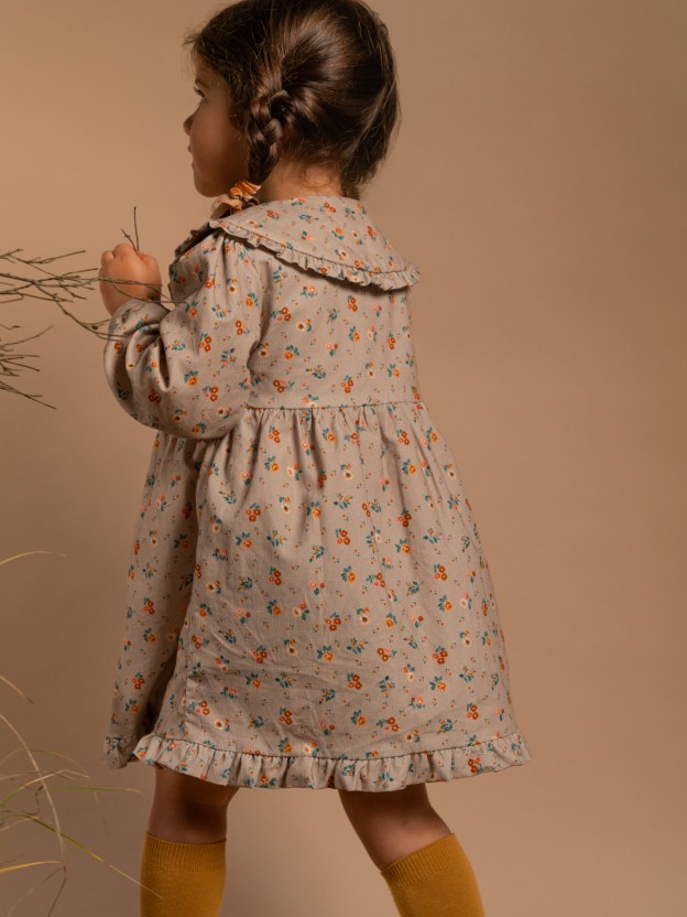 Robe en velours micro-côtelé à fleurs Robe en velours micro-côtelé à fleurs