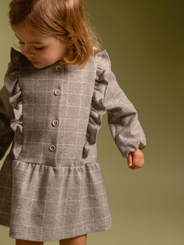 Robe à volant en maille à carreaux Robe à volant en maille à carreaux