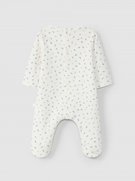 Printed babygrow without collar Printed babygrow without collar