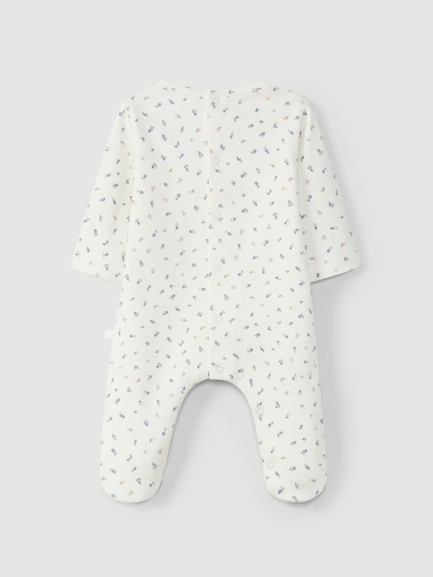 Printed babygrow without collar Printed babygrow without collar