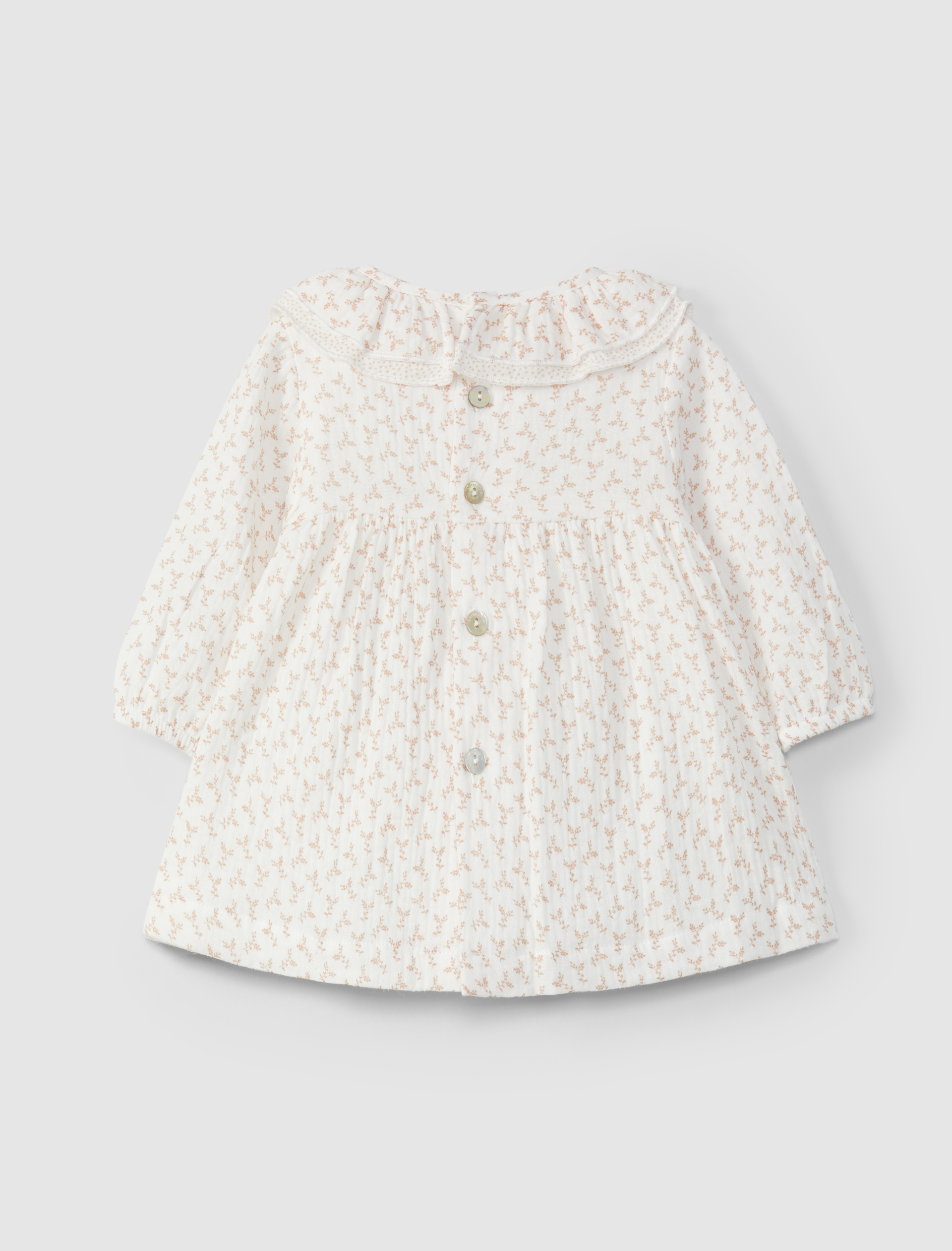 Vestido flores gola de folho duplo
