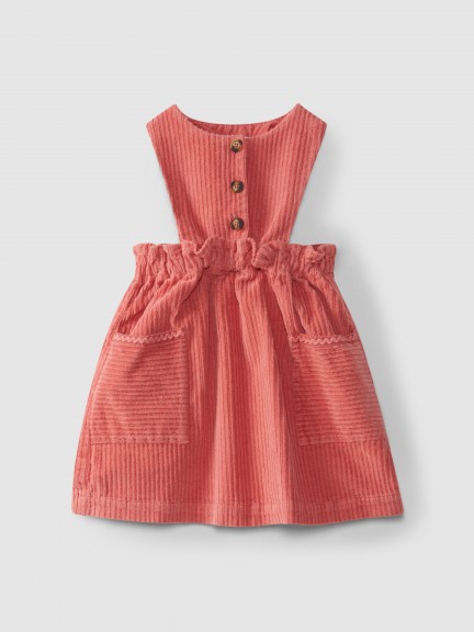 Wide wale corduroy dungaree dress with pockets Wide wale corduroy dungaree dress with pockets