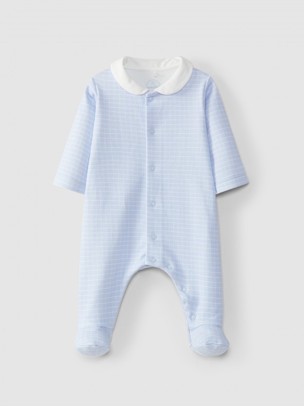 Printed peter pan collar babygrow