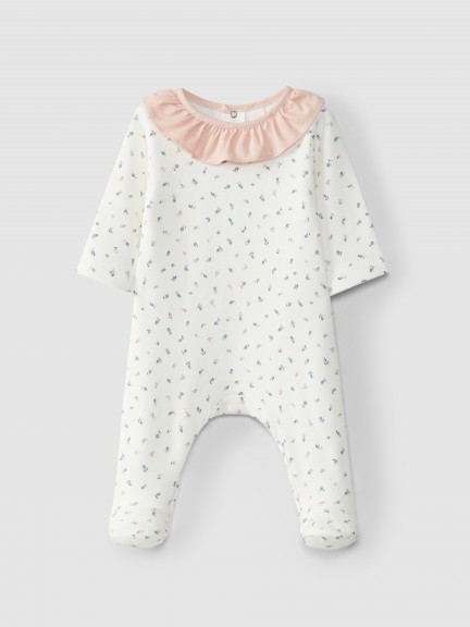 Pelele estampado cuello con volantes Pelele estampado cuello con volantes