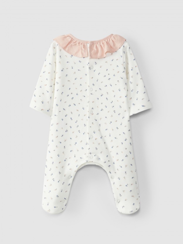 Babygrow estampado gola de folho Babygrow estampado gola de folho