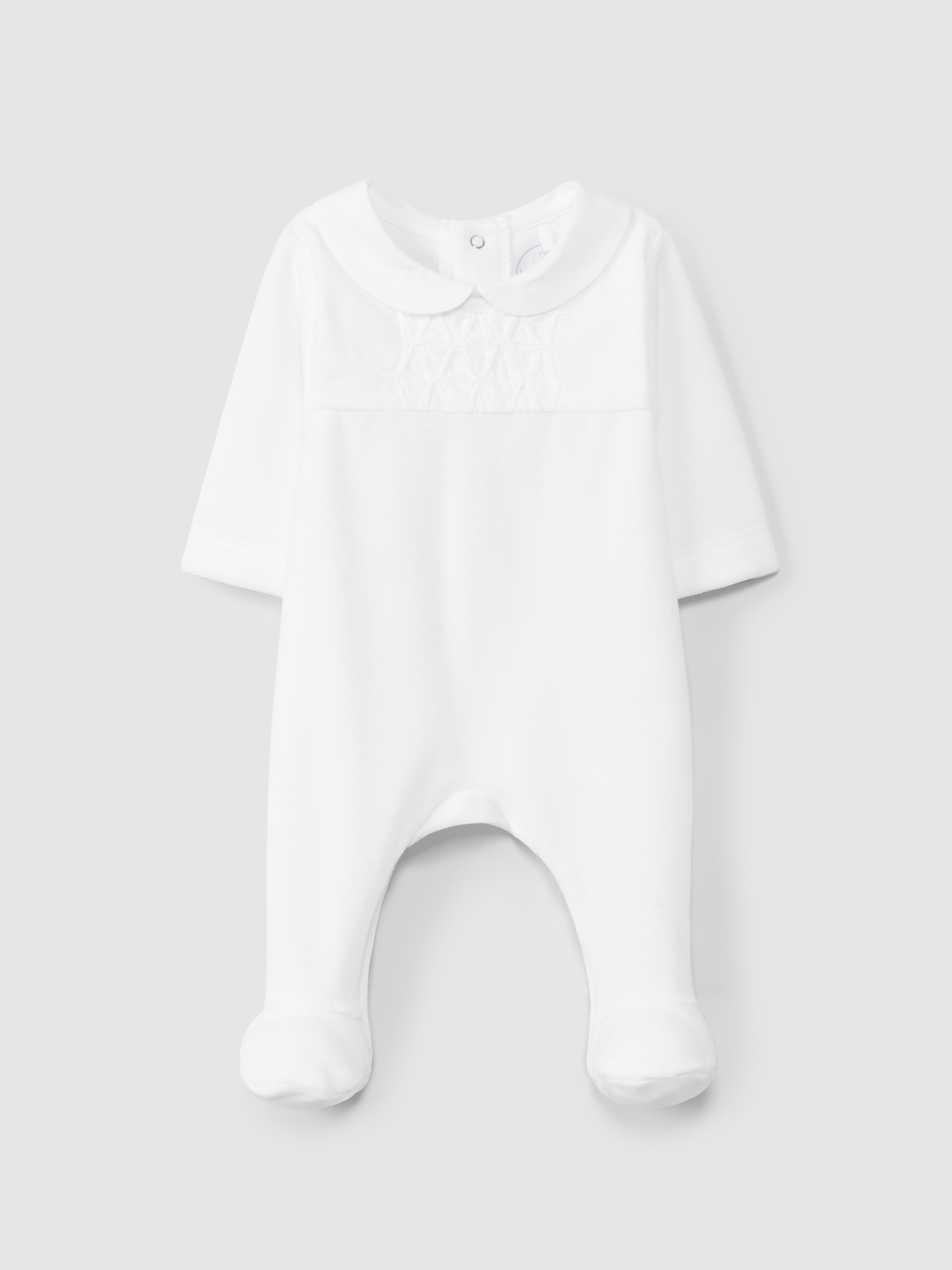 Velvet babygrow with embroidered honeycombs