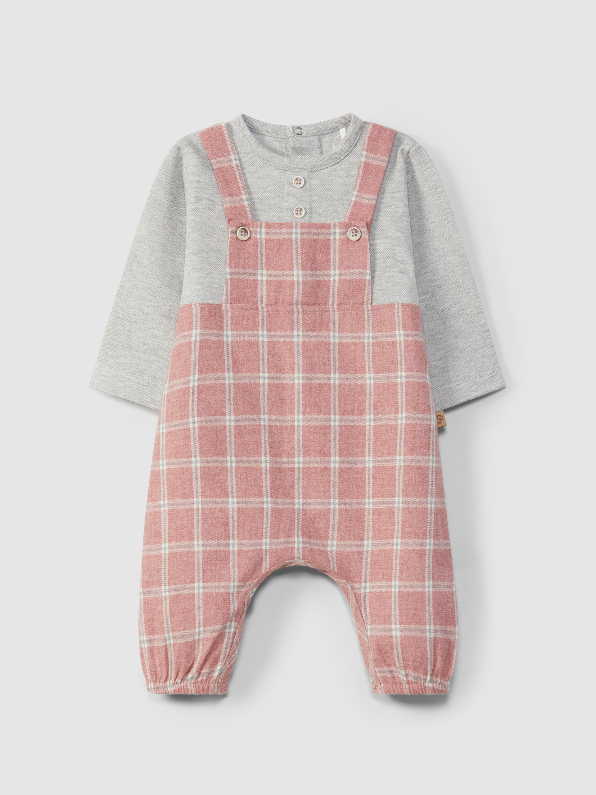 Two-in-one plaid romper