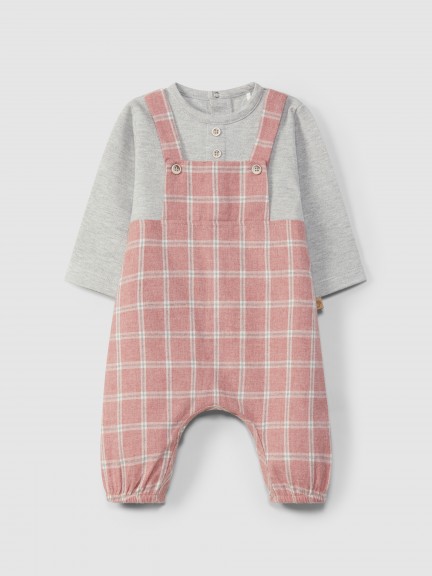 Two-in-one plaid romper Two-in-one plaid romper