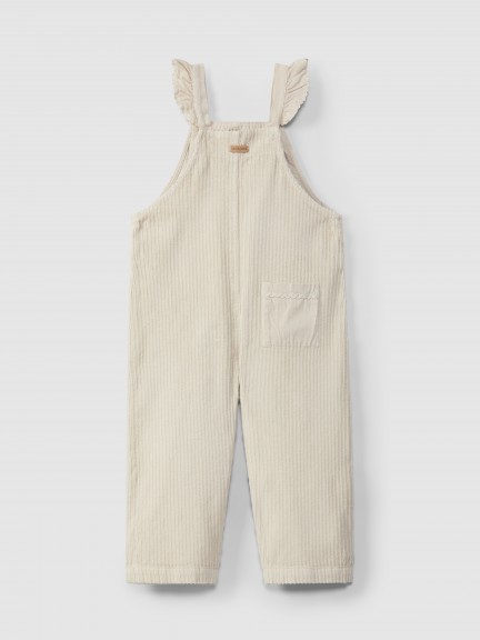 Wide wale corduroy dungarees with ruffle on the straps Wide wale corduroy dungarees with ruffle on the straps