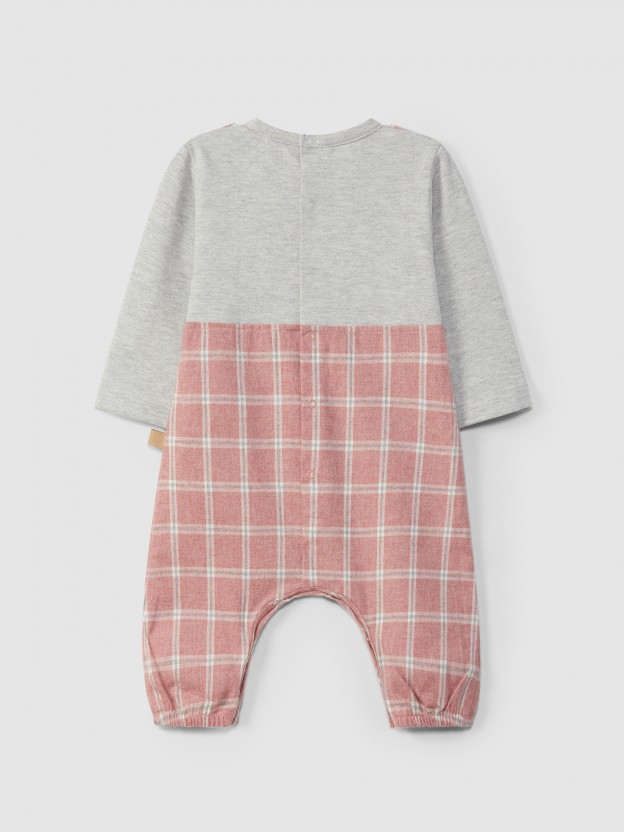 Two-in-one plaid romper Two-in-one plaid romper