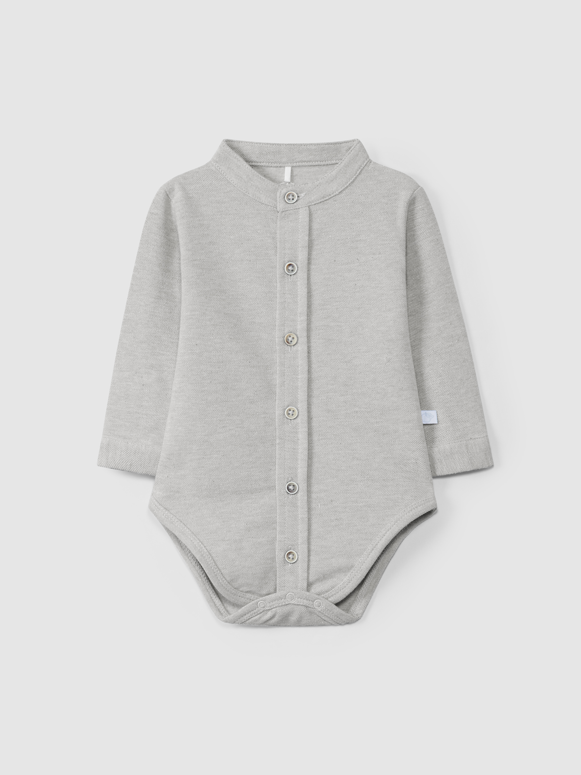 Mandarin collar pique bodysuit
