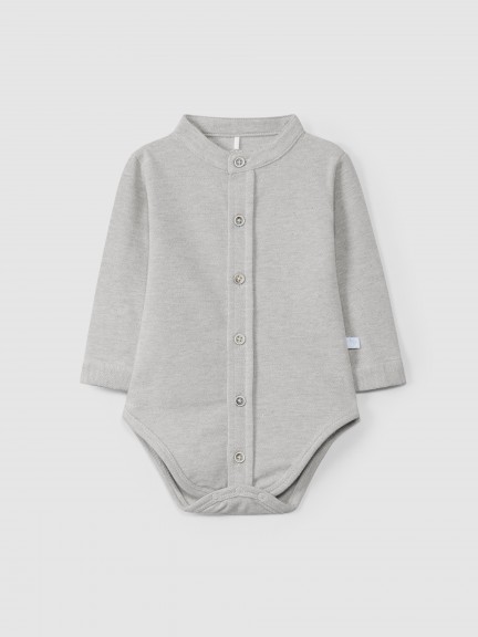 Mandarin collar pique bodysuit Mandarin collar pique bodysuit