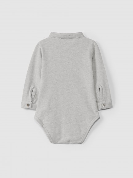 Mandarin collar pique bodysuit Mandarin collar pique bodysuit