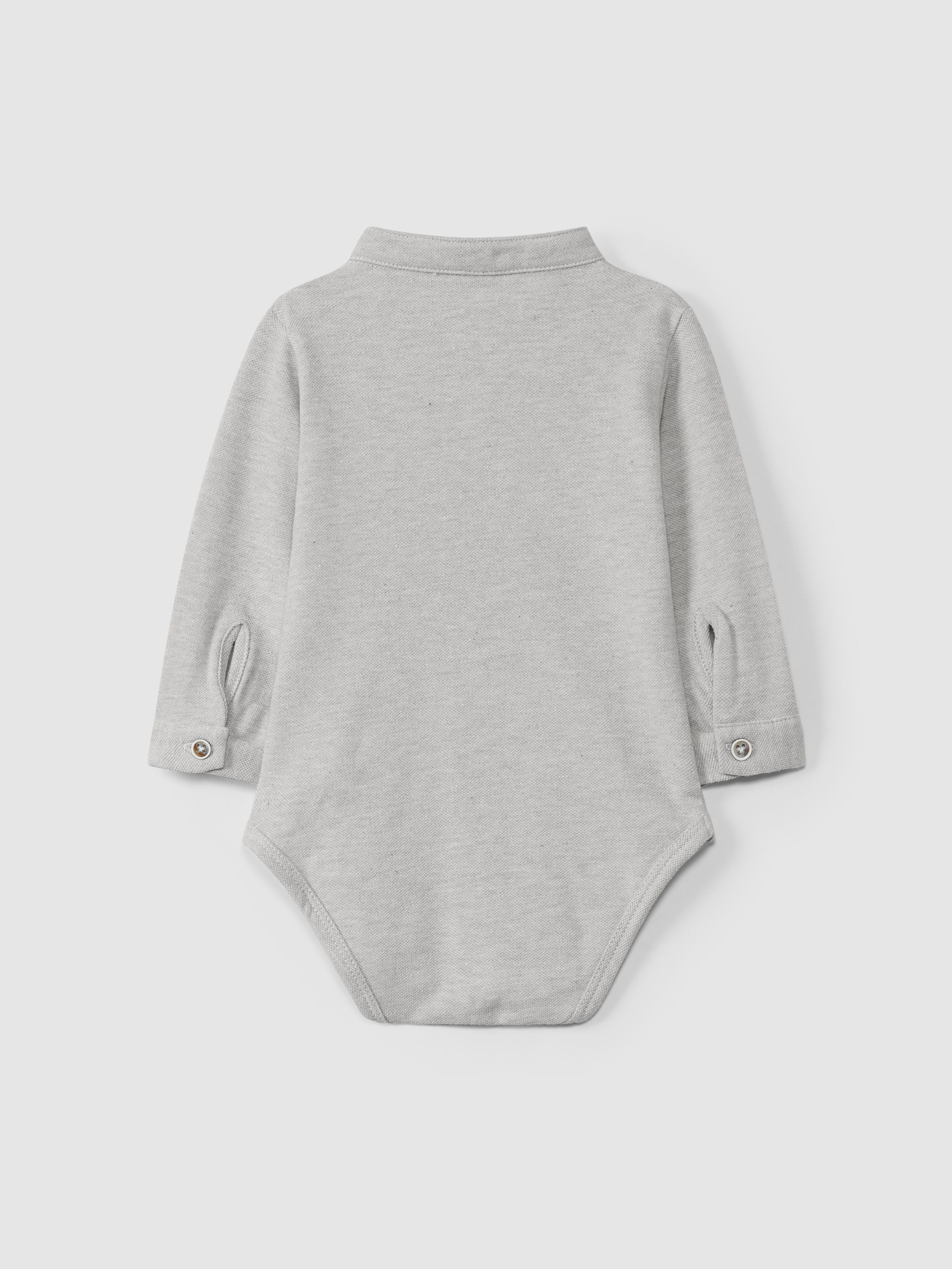Mandarin collar pique bodysuit