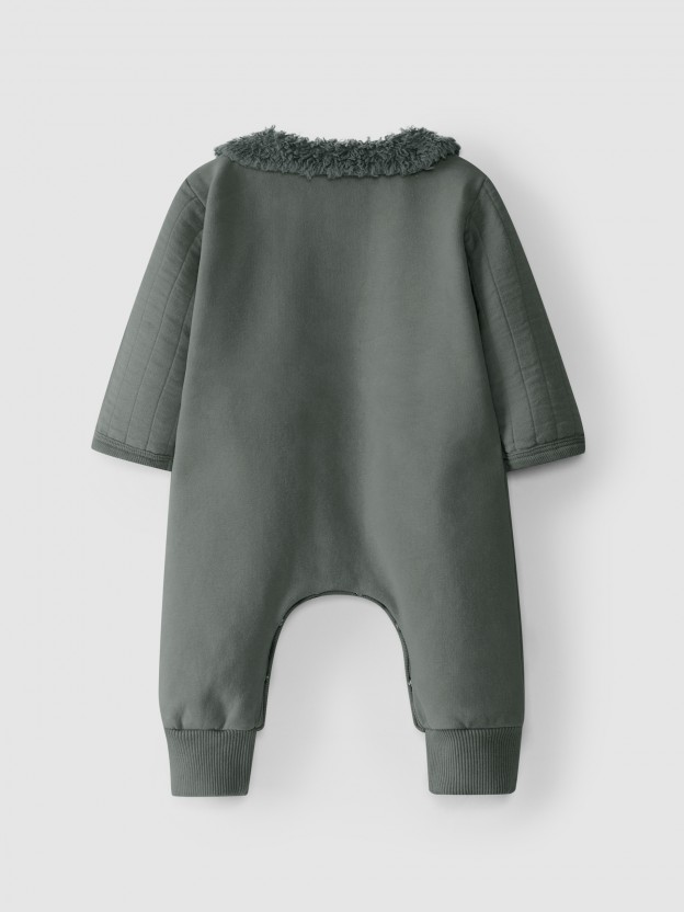 Romper with fur collar Romper with fur collar