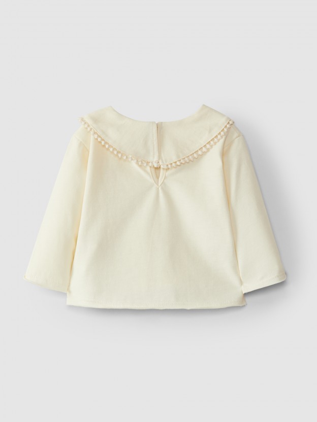 T-shirt gola com efeito "tricot" T-shirt gola com efeito "tricot"