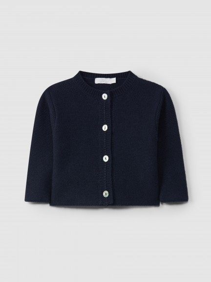 Knitted cardigan with round collar Knitted cardigan with round collar