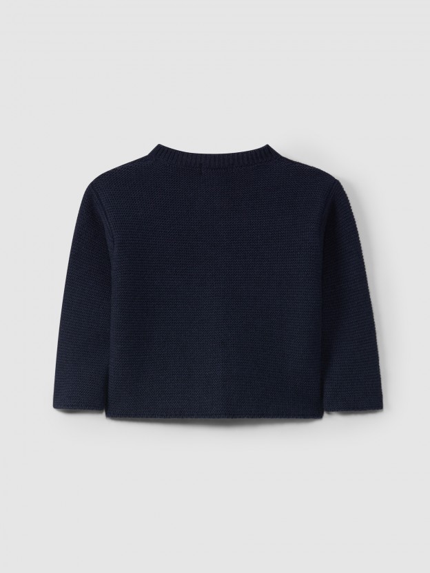Knitted cardigan with round collar Knitted cardigan with round collar