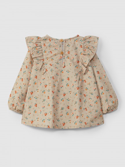 Blouse en velours micro-côtelé à fleurs Blouse en velours micro-côtelé à fleurs