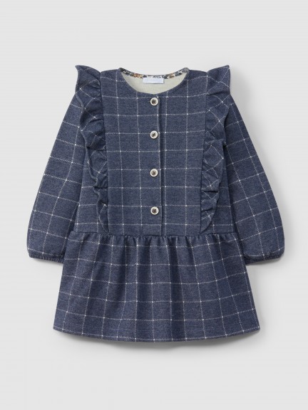 Tattersall jersey dress with ruffle Tattersall jersey dress with ruffle